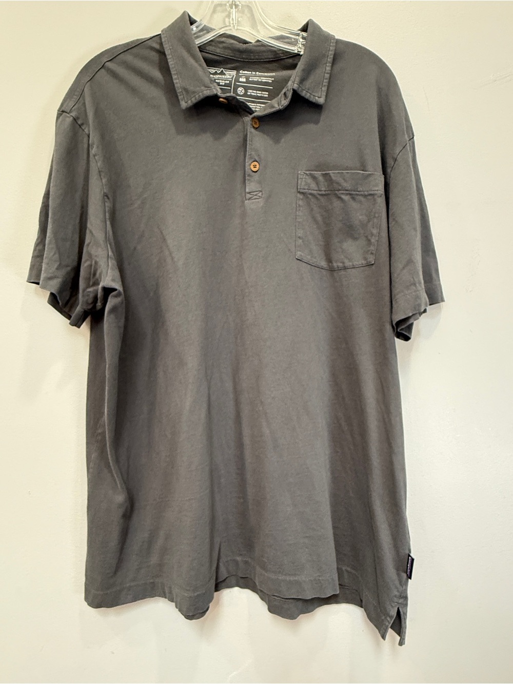 Patagonia Men's Dark Gray Short-Sleeve Polo with Chest Pocket